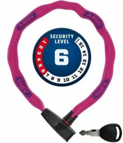ABUS Catena 6806K/75 ...bitte Farbe Wählen -Pédale Vif Verkäufe Abus Kettenschloss Catena 6806 K 75B neon pink Securitylevel 6 4003318825125