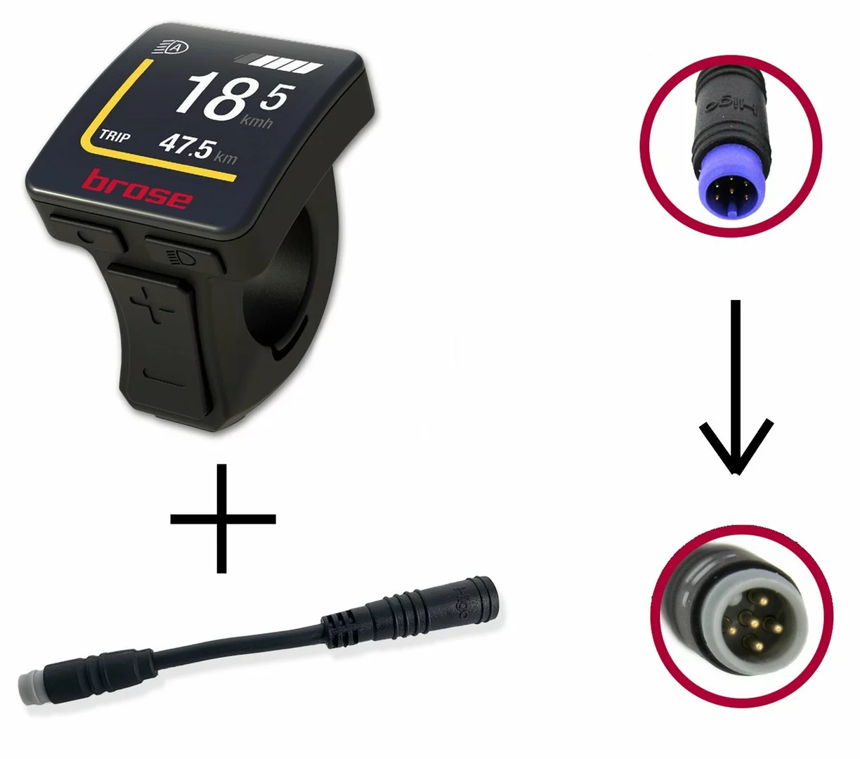 Brose Bediendisplay Ab 2020 Allround (im Bedienteil) Mit Higo-Stecker Und Adapter Für Gen.2